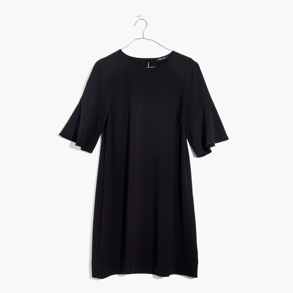 Madewell Dress Black Flutter Sleeve Size XXS Minimalist Mini Non Waisted Party
